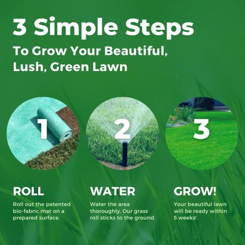 Growtrax 200 Sq Ft Biodegradable Kentucky Blue and Perennial Rye Blend Grass Seed Mat - Mix & Fertilizer Mat for Ball Fields, Parks, & Residential Lawns