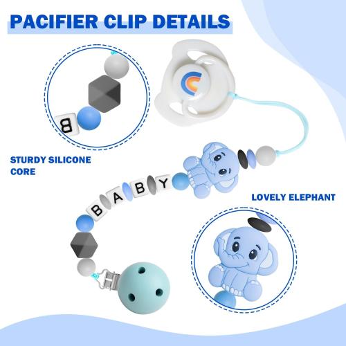 SCOM Reborn Baby Doll Accessories Set - Rainbow Magnetic Pacifiers & Removable Reusable Baby Doll Bottles with Silicone Pacifier Clips for Reborn Dolls Boys for Doll Lover, Blue Style, 3 Pcs