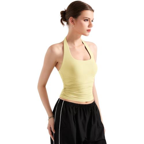 Yellow Size XS SUUKSESS Women Halter Tank Tops Double Lined Backless Y2K Trendy Going Out Tops