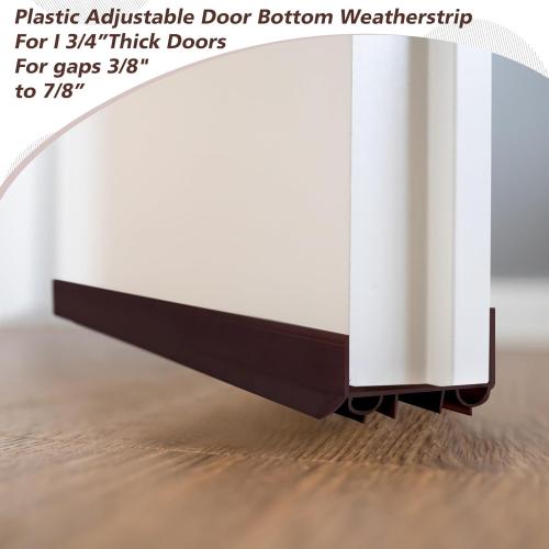 2 Sets Size 3/4x36 Color brown Door Sweep Plastic PVC 1 3/4 x 36 Slide on Bottom Exterior Door Seal Strip for Weather Stripping Draft Stopper (Brown)