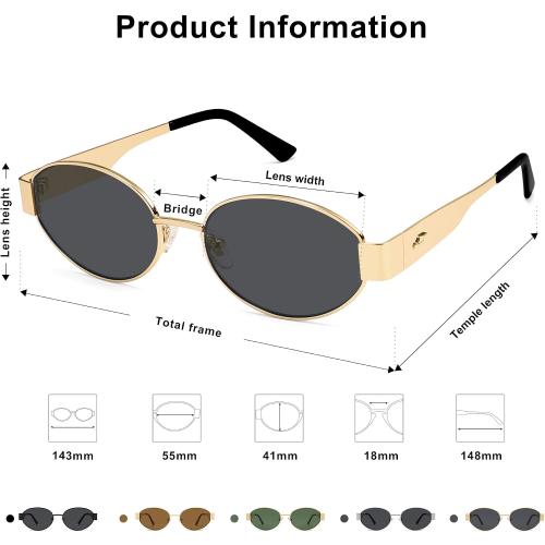 SOJOS Retro Oval Sunglasses for Women Trendy Classic Shades UV400 Protection 2 pack