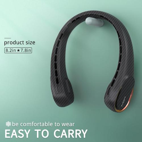 FrSara Neck Fan, Portable Personal Fan Strong Wind, 5200mAh, Air Volume,360° Cooling, No Hair Twisting, Air Volume On 2 Sides, Non-Slip, Quick Charge, Long Use Time, Gift for Women, Men, Birthday