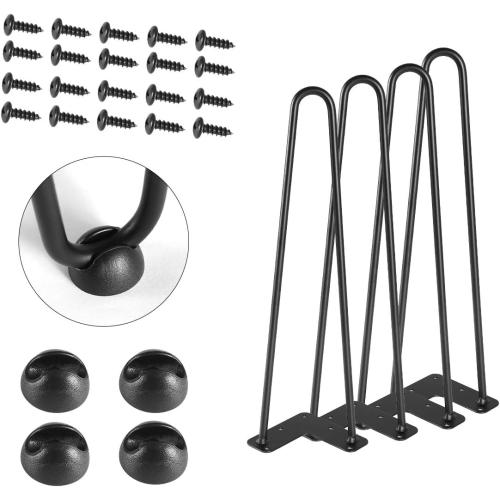 TE DEUM 16 Satin Black Hairpin Coffee Table Legs(Set of 4), Metal Heavy Duty Sturdy Sharp Looking Modern Table Legs …