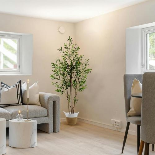 Warmplants 6ft (71”) Artificial Olive Tree, Tall Fake Olive Plant with Basket, Faux Olive Silk Tree for Mordern Indoor Home Livingroom Office Floor Corner Décor