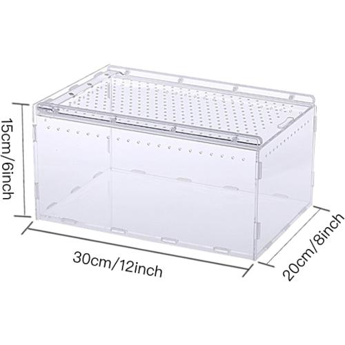 Clear Magnetic Acrylic Case, Micro Habitat Small Tarantula Enclosure Enclosure for arboreal Tarantula Scorpion Sling Lizards Mantis Snake Gecko Jumping Spider Snail Insect Isopods
