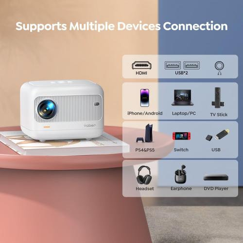 [Electric Focus]Mini Projector with 5G WiFi and Bluetooth 5.2,YABER 1080P Outdoor Projector Support ±40° Keystone Correction,Portable Projector for Phone/ TV Stick/Laptop/PS5