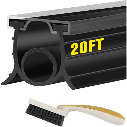 Garage Door Seals Bottom Rubber, 3-Sided Weatherproof Seal, Three Layers of Protection Available. Garage Door Bottom Seal 20 Ft, Garage Door Bottom Weather Seal. Easy to Install (Black)