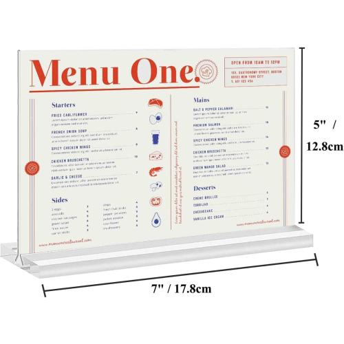 Small Acrylic Sign Holder 7x5 Inches Horizontal, 3 Pack, Clear Acrylic Photo Frame Table Display Stand 5 x 7, for Wedding, Store, Office