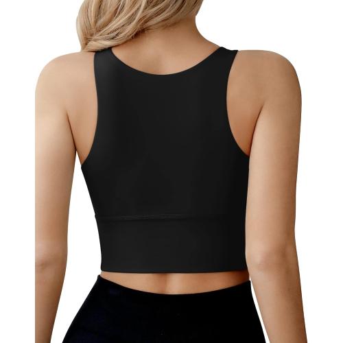 EXTRA LARGE Ama Larsi High Neck Sports Bra for Women Longline Medium Impact Workout Crop Tank Tops Wirefree Padded Yoga Bra Gym