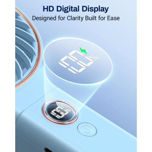 SWEETFULL Handheld Portable Fan, 5000mAh Rechargeable Battery, 6 Speed Wind, LED Digital Display, Foldable Electric Personal Mini Travel Fan with Backup Power, Summer Essentials Gifts for Women Girl