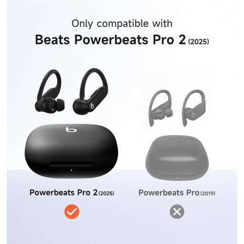 SURITCH for Beats Powerbeats Pro 2 Case Cover, Magnetic Locking Cases for Beats Powerbeats Pro 2 2025, Shockproof Bumper Protective Covers with Carabiner & Keyring & Cleaner Kit, Black