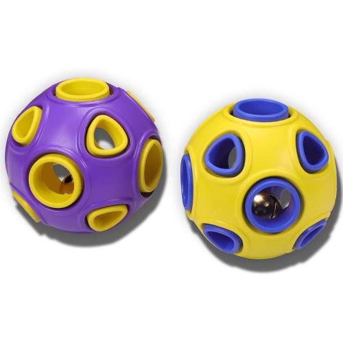 SCHITEC Dog Balls with Bell Sound, [2 Pack] Rubber Bouncy Fetch Ball for Medium Large Dogs, 3” Interactive Pet Chew Toys
