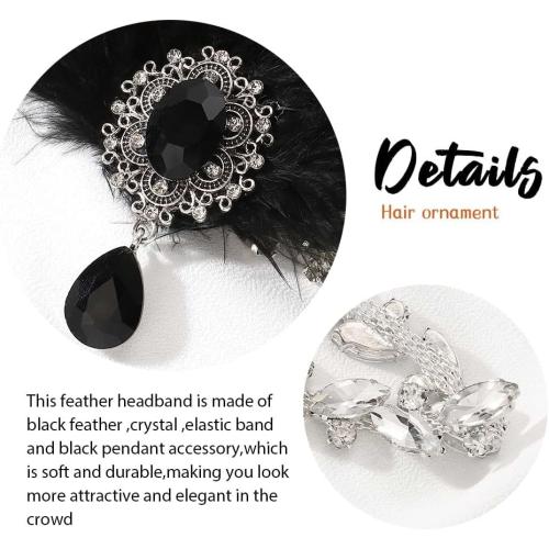 1920s Flapper Headpiece Black Flapper Accessories Gatsby Headpiece For Women