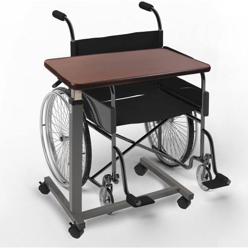 Vaunn Medical Pneumatic Adjustable Overbed Bedside Table With Wheels (Hospital and Home Use)