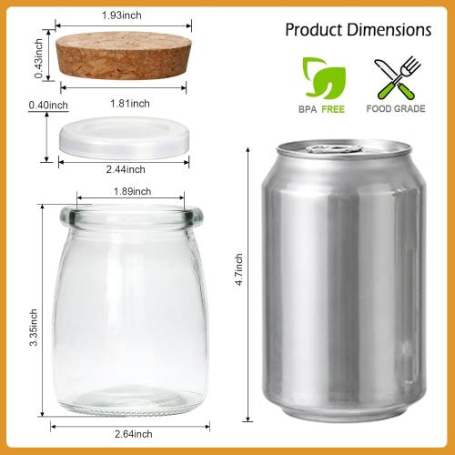 Mini Yogurt Jars 30 Pack, 7 oz Glass Favor Jars with Cork Lids, Pudding Containers with Lids, Mason Jar Wedding Favors Honey Pot with Label Tags and String