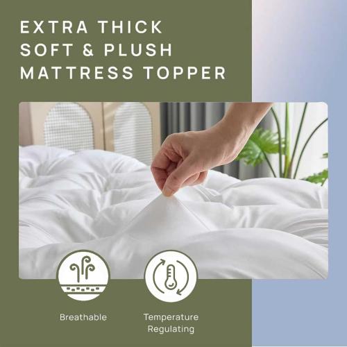 Memory Foam Mattress Topper or Back Pain Relief, Extra Thick Gel Memory Foam Bed Topper, Soft Fluffy Supportive Pressure Relief Mattress Pad,