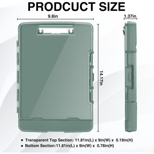 Sooez Original Clipboard with 2 Storage & Pen Holder, Heavy Duty Clip Boards 8.5x11 with Dual Storage, Clearview Dry Erase Coach Clipboard with Real Hinge, High Capacity, School & Office Supplies