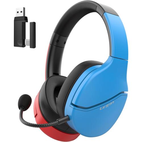 LETTON 2.4GHz Wireless Gaming Headset with Microphone - AI Noise Cancellation, Stereo Sound Bluetooth 5.0 Headset, 3.5mm Wired Mode, Headphones for PC, Computer, Laptop, PS5 (Classic)
