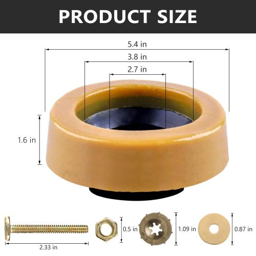 Extra Thick Toilet Wax Ring Kit with Flange and Bolts for Floor Outlet Toilets New Install or Re-seat, Fits 3-inch or 4-inch Waste Lines