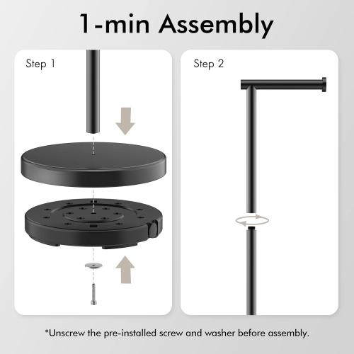 KES Bathroom Toilet Paper Holder Stand Modern Tissue Roll Holder SUS304 Stainless Steel Rustproof Freestanding 20.2 H, Matte Black BPH283S1-BK