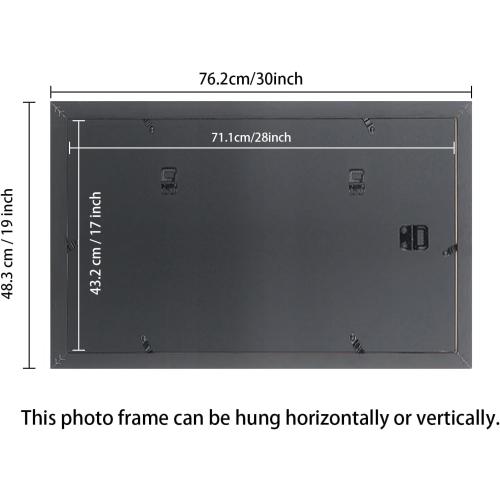 17x28 Picture Frame Solid Wood Black, Display 15x26 (With mat) or 17x28 (Without mat) Photos, Poster, Painting,Puzzles (X23B1728W1526)