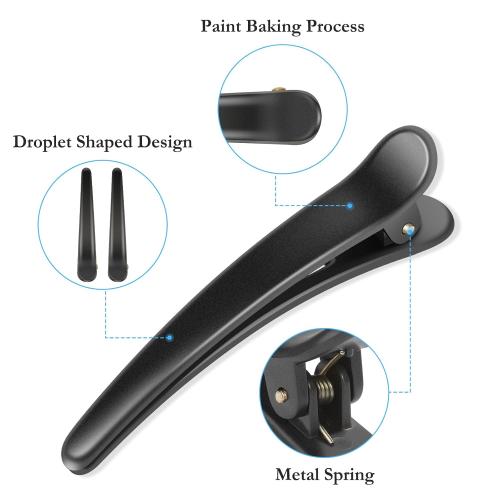 Hair Clips for Styling, Sublaga 12 PCS Non-Slip Colorful Plastic Duckbill Alligator Hair Barrettes Pins for Women, Baby Kids and Girls, 3.5 (12pcs Matte Black)