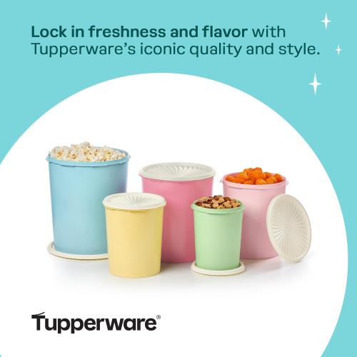 Tupperware Heritage Collection 10 Piece Nested Canister Set in Vintage Colors, Dishwasher Safe and BPA Free (5 Containers, 5 Lids)