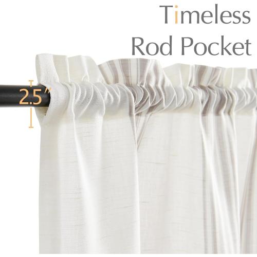 jinchan Striped Linen Valance Curtain 16 Inch Vertical Striped Valance for Kitchen Bathroom Light Filtering Rod Pocket Cottagecore Farmhouse Semi Sheer Short Window Curtain 1 Panel Grey