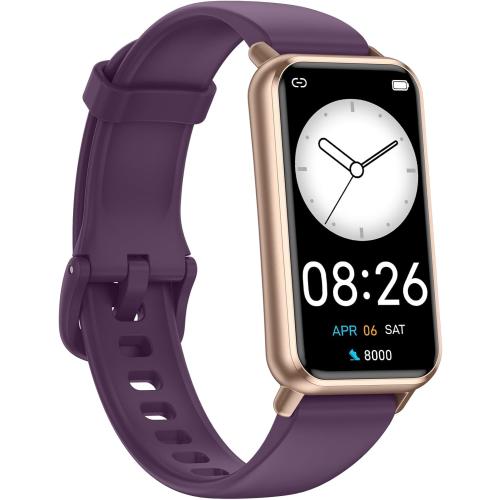 Kummel Long Battery Pedometer Watch 14 Days Battery Life, Slim Design No App/Phone Required Fitness Tracker, 50 Meters Waterproof Smart Watch, Heart Rate Step Counter for Men Women (Purple)