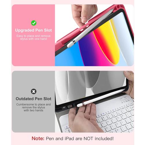 PINK Hamile iPad Case with Keyboard -  Backlit Wireless Detachable Folio Keyboard Cover with Pencil Holder for iPad (Pink)
