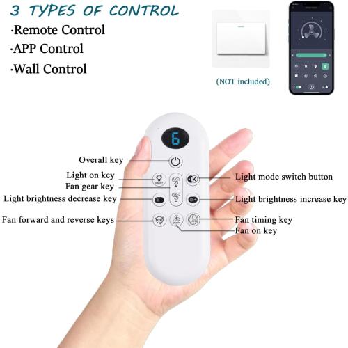 Ceiling Fans with Lights, 52 Inch Low Profile Ceiling Fan with Light and Remote Control, Flush Mount, DC Reversible Motor, Noiseless, Black 6 Speeds Ceiling Fan for Bedroom