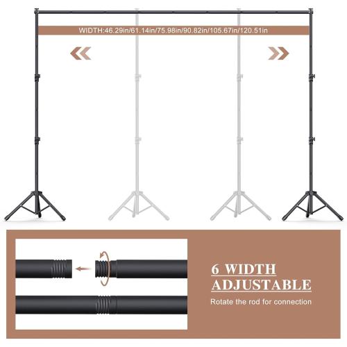 Backdrop Stand 10x7.5ft (WxH), Photo Backdrop Stand for Parties, Heavy Duty Background Stand Kit with 6 Clamps and 2 Sandbags