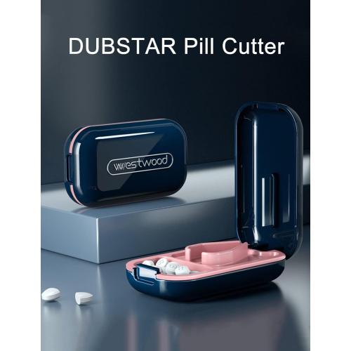 DUBSTAR Small Pill Cutter, Pill Cutter Splitter for Small and Tiny Pills, Portable Pretty Pill Cutters for Large Pills, Cuts Vitamins Tablets for Purse Pocket (Pill Cutter, Blue)
