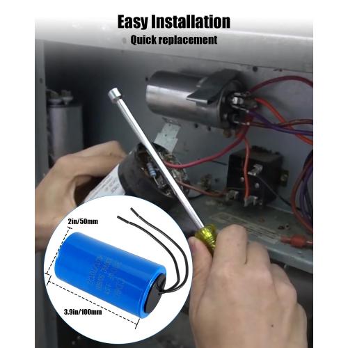 CD60 Motor Starting Capacitor 300uF 330VAC 50Hz/60Hz for Air Compressor | For Water Pump Motors Air Conditioning Compressors, Blue, Cylindrical Aluminum Shell Package