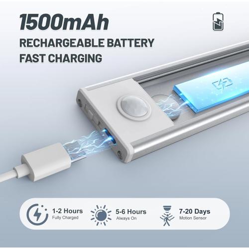 6 Pack Under Cabinet Lights Wireless, 32 LED Motion Sensor Light Indoor Rechargeable Magnetic Closet Lights Battery Operated, Under Counter Lights for Kitchen, Wardrobe, Hallway, Stairs