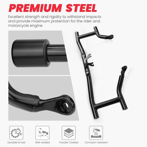 Crash Bar Compatible with Harley Davidson Touring Models 2014-2026, Black Engine Guard Bar for Street Glide Road Glide Road King Electra Glide