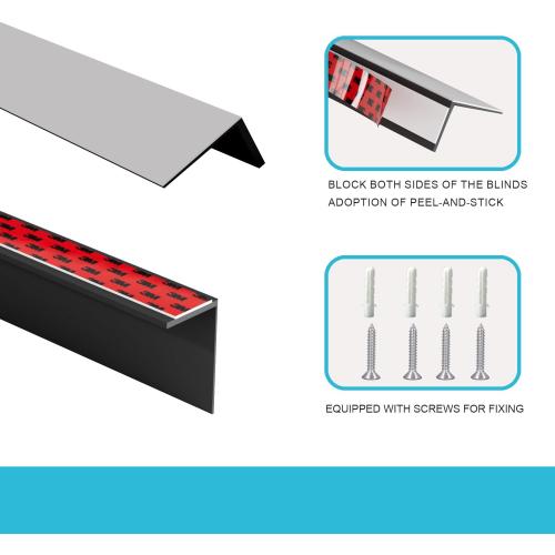 Light Blocking Strips, Black Lining Light Blockers for Window Shades and Blinds, Blackout Side Tracks for Bedroom Grey 4 Pcs