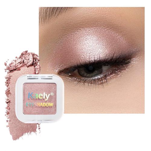 Kaely Dusty Pink Champagne Shimmer Single Eyeshadow Makeup, Rose Gold Neutral Powder Matte Eye Shadow for Older Women, Monochrome Eye Shadow Palette Pigmented Waterproof, Lightweight Blendable, 03