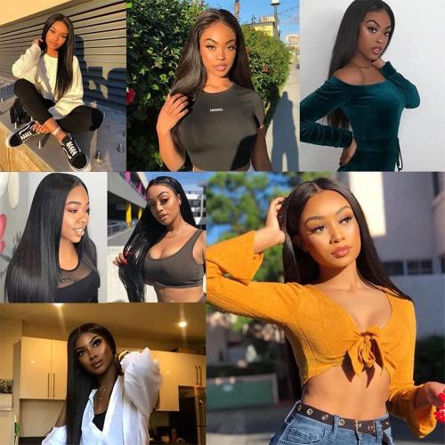 Natural Black Straight Human Hair Bundles 3 Bundles Straight Hair Brazilian Virgin Human Hair Extensions Unprocessed Hair Bundles for Women 10 12 14 Inch 300g