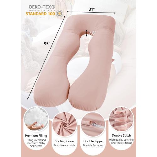 Apricot Meiz Cooling Pregnancy Pillows for Sleeping, Maternity Body Pillow for Pregnant Woman, U Shaped, with Cooling Jersey Cover