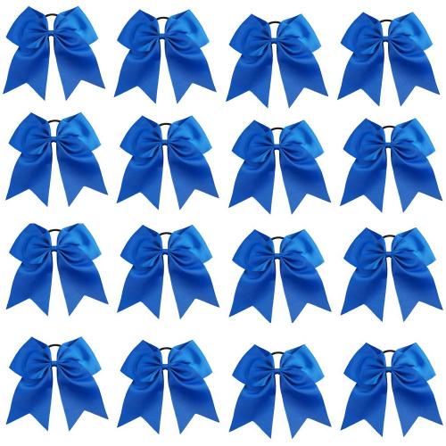 15PCS 8 Large Cheer Hair Bows Ponytail Holder Elastic Band for Cheerleading Girls