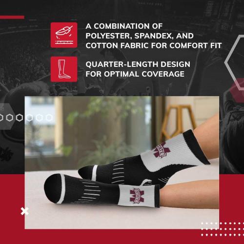 Size MD For Bare Feet Adult NCAA Surge Quarter Length Crew Socks - All Weather Performance - Men & Women - Enhance Your Team Footwear