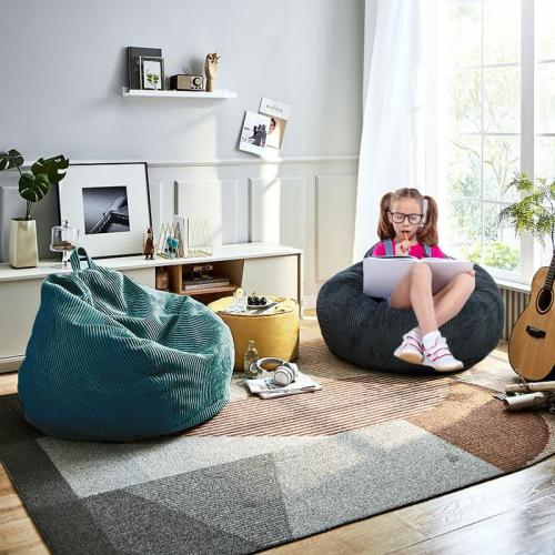 Classic Bean Bag Chair, with Faux Fur Cover for Teens and Kids, Memory Foam Bean Bag Chairs, Ultra Soft Faux Fur Fabric, Round Fluffy Bean Bag Sofa