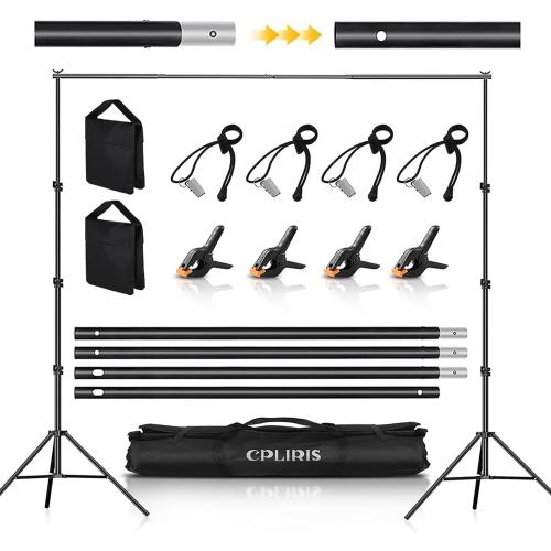 Backdrop Stand for Parties, 8.5x10ft Adjustable Background Support System for Events Decoration, Baby Shower, Photography with Spring Clamps, Backdrop Clip, Sandbag and Carrying Bag