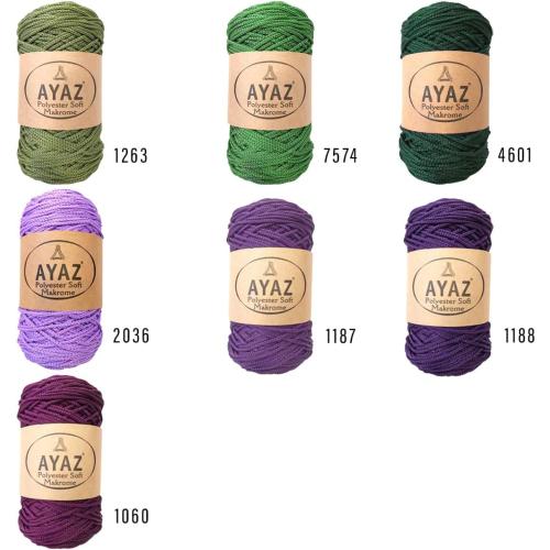Macrame 3mm Craft Cord, Colored Soft Polyester 250 gr 175 m DIY Line, Wall Hanging Rope, Bag, Basket String, Crochet and Knitting Yarn (4079)