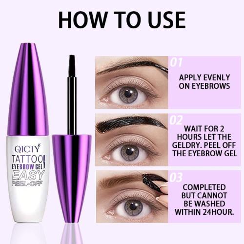 Black Easy Tatoo Eyebrow Gel Peel off - Semi-Permanent Tattoo Eyebrow Tint Kit Waterproof Long - Eyebrow Mascara Volume and Length