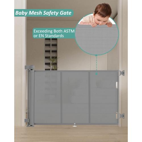 Upgraded 71 Retractable Baby Gates with Reinforced Strip Design to Prevent Crawling Through, 34 Tall Retractable Dog Gate, 6 FT Retractable Gates for Stairs, Doorways, Hallways