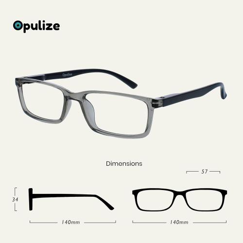 OPULIZE SEE Blue Light Blocking Glasses for Women and Men, Narrow Frame, Spring Hinges, Anti-Reflective Computer Glasses, Grey (Pack of 1)