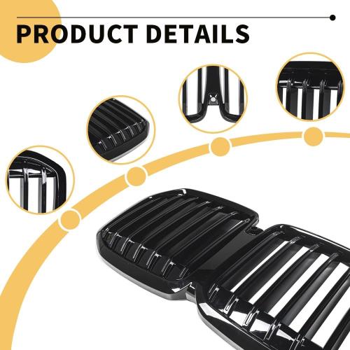BLACK MAXDOM Replacement Front Upper Grill Fit for BMW (2023-2025) X7 G07 LCI – Gloss Black Single Slat ABS Grille