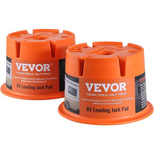 VEVOR Trailer Jack Block, 2000 lbs Capacity per RV Leveling Block, Polypropylene RV Camper Stabilizer Blocks, RV Travel Accessories Use for Any Tongue Jack, Post, Foot, 5th Wheels, 2-Pack
